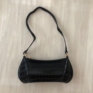 Faux Croc Embossed Baguette Bag